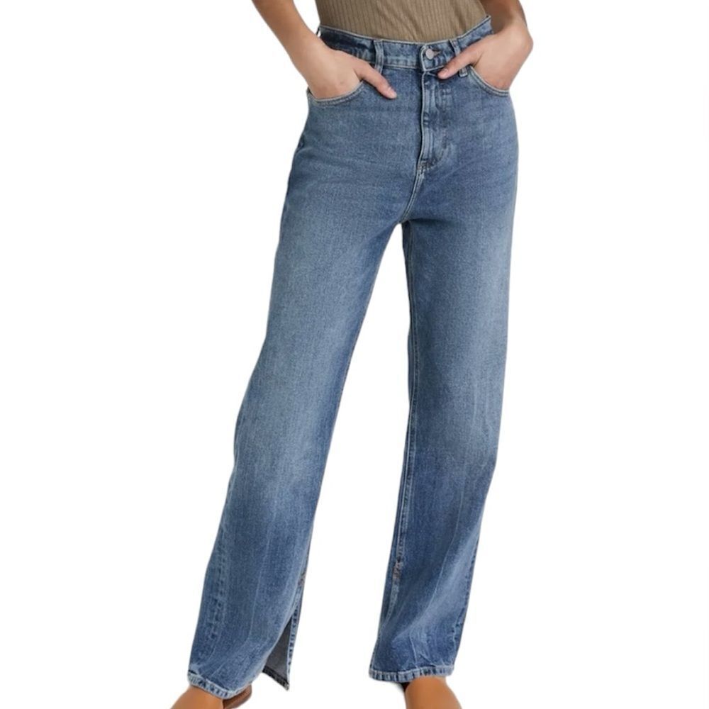 DL1961 Emilie Ultra High Waist Split Hem Straight Leg Jeans New Size 33